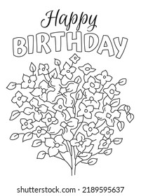 Happy Birthday Hand Drawn Coloring Pages Stock Vector (Royalty Free ...