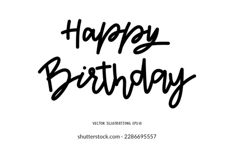 Feliz cumpleaños elementos dibujados a mano , diseño plano Moderno aislado en fondo blanco ,Ilustración vectorial EPS 10