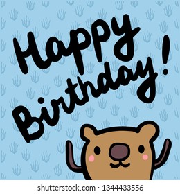 Happy birthday hand drawn illustration for kids in cartoon style minimalism for prints posters cards and stickers