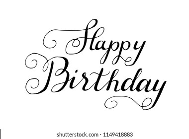 Happy Birthday Hand Drawn Lettering Stock Vector (Royalty Free ...