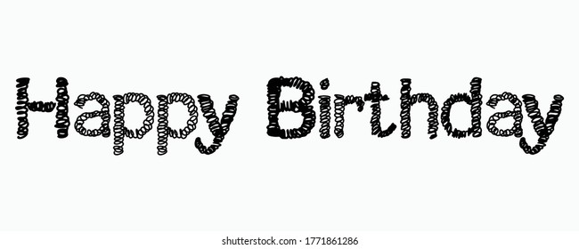 Happy birthday hand drawn lettering text holiday vector illustration