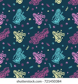 Happy birthday Hand drawn pattern Background