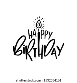 Happy Birthday hand drawn typography design. Handwritten lettering. Anniversary vector greeting card.  