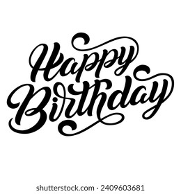 Happy birthday hand drawn typography vector illustration