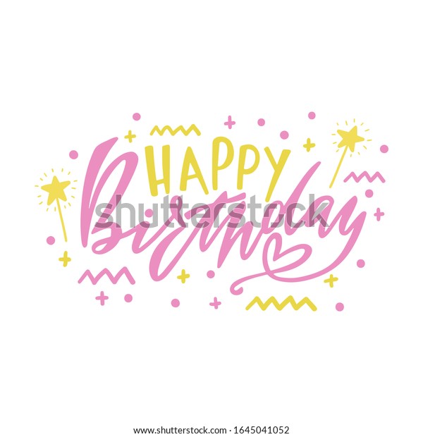 Happy Birthday Hand Drawn Typography Design Stock Vector (Royalty Free ...