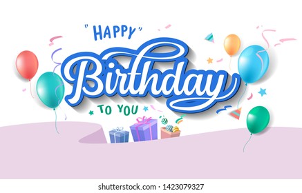 Happy Birthday Hand Drawn Vector Lettering Stock Vector (Royalty Free ...