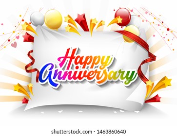 Happy birthday hand drawn vector lettering design on background of pattern with balloon and festive elements. Perfect for greeting card. - Vector - Vector