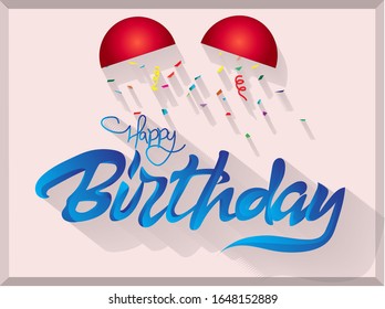 Herzlichen Glückwunsch zum Geburtstag, handgezeichnet Vektorillustration Schrift Design für Grußkarten und Poster mit Konfetti, Design-Vorlage für Geburtstagsfeiern.