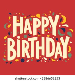 Happy Birthday hand drawn vector lettering design isolated on background. Perfect for greeting card. Simple Minimalist Design.