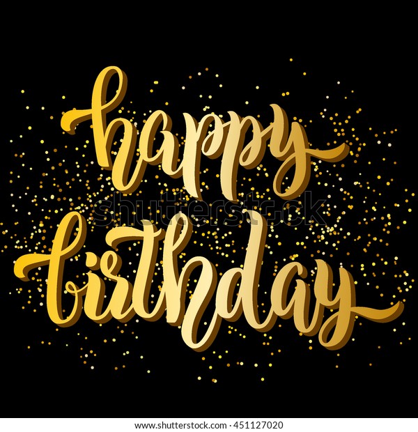 Happy Birthday Hand Lettering Gold Glitter Stock Image Download Now