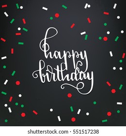 "Happy Birthday" - hand lettering greeting card. Hand drawn print. Ink quote. Modern brush calligraphy.