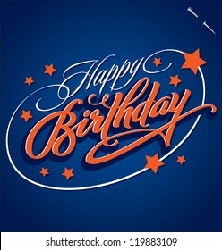 HAPPY BIRTHDAY hand lettering - handmade calligraphy, vector (eps8)