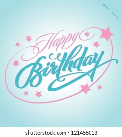 HAPPY BIRTHDAY hand lettering - handmade calligraphy, vector (eps8)