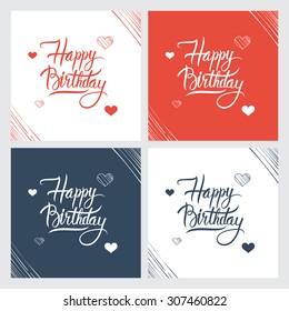 Happy Birthday hand lettering, handmade calligraphy. Vector illustration.