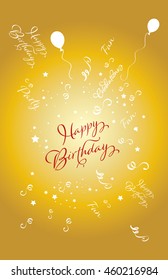'happy birthday' hand lettering - handmade calligraphy, vector 