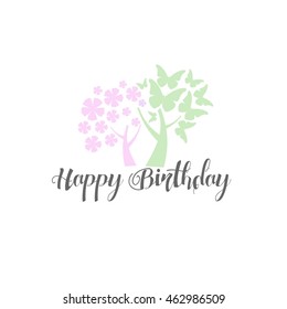 HAPPY BIRTHDAY hand lettering, handmade calligraphy, vector background