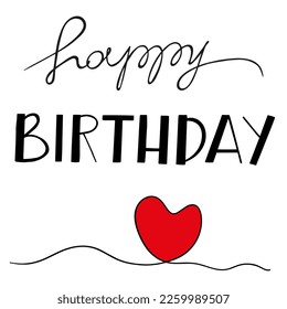 Happy birthday. Hand lettering on a white background.