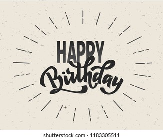 Happy Birthday Hand Lettering Text Vintage Stock Vector (Royalty Free ...