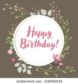 Happy Birthday Hand Written Callygraphy Flowers Stock Vector (Royalty ...