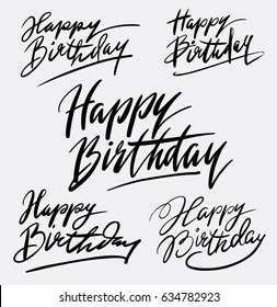 Happy birthday hand written typography. Good use for logotype, symbol, cover label, product, brand, poster title or any graphic design you want. Easy to use or change color 