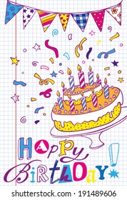 Happy Birthday hand-drawn card
