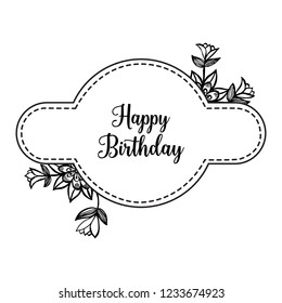 Happy Birthday Hand-drawn card with flower vector art