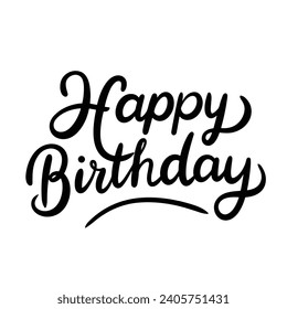 Inscripción de escritura a mano feliz cumpleaños. Composición cuadrada de la pancarta de texto de Concept Happy Birthday. Arte vector dibujado a mano.