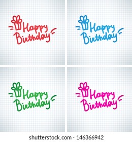 happy birthday, handwriting lettering