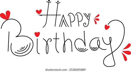 Happy Birthday handwriting vector art design. Happy Birthday typography vector