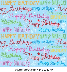 Happy birthday handwritten background pattern vector