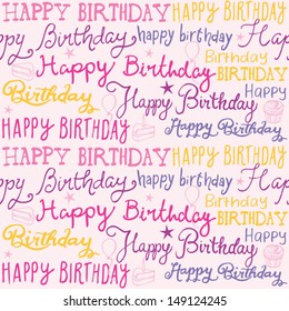 Happy birthday handwritten background pattern vector