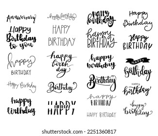 Happy Birthday Handwritten Calligraphy collection, Hand Lettering  