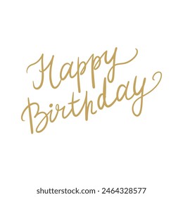 Happy birthday handwritten golden font design