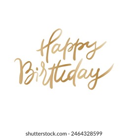 Happy birthday handwritten golden font design