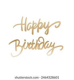 Happy birthday handwritten golden font design