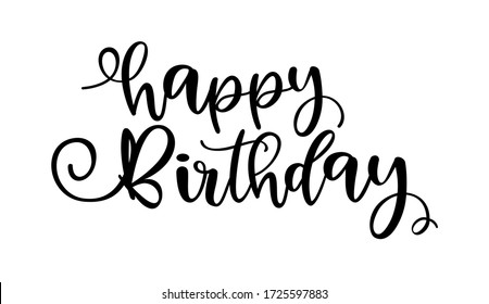 Happy Birthday Handwritten Modern Brush Lettering Stock Vector (Royalty ...