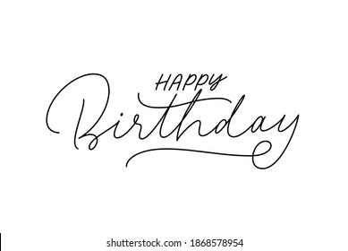 Happy Birthday Handwritten Modern Line Lettering Stock Vector (Royalty ...