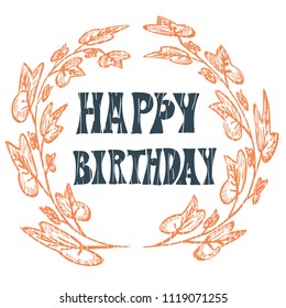 Happy Birthday handwritten note, vector illustration EPS10. Greeting card, background, banner, poster, icon, print design, idea.
