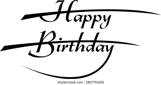 Happy birthday handwritten text lettering on white background.