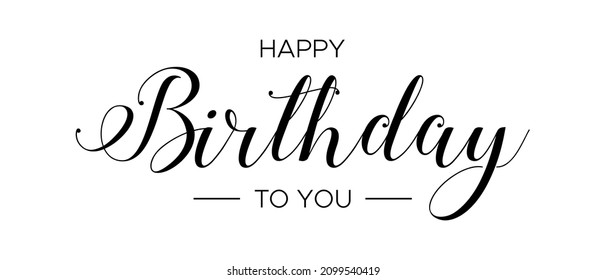 Happy birthday handwritten text lettering. black vector brush calligraphy banner