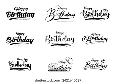 Happy Birthday. Happy birthday handwritten text lettering calligraphy isolated on white background. Vector illustration. Birthday poster design