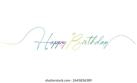 Happy Birthday handwritten text in pastel gradient calligraphy style on white background for celebration greeting	

