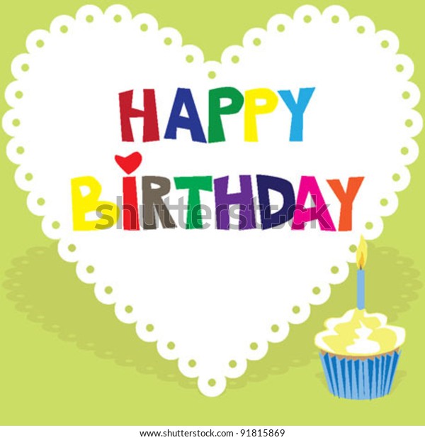 Happy Birthday Heart Shaped Birthday Card Stock Vector (Royalty Free ...