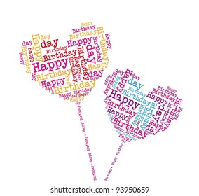 happy birthday hearts isolated over white background. vector