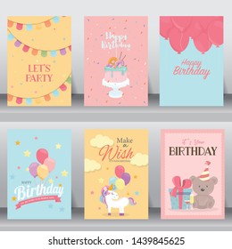 happy birthday, holiday, baby shower celebration greeting and invitation card. layout template in A4 size. vector illustration. text can be added