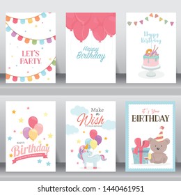 happy birthday, holiday, baby shower celebration greeting and invitation card. layout template in A4 size. vector illustration. text can be added