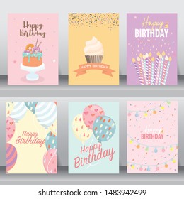 happy birthday, holiday, baby shower celebration greeting and invitation card. layout template in A4 size. vector illustration. text can be added