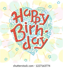 Happy Birthday Holiday Background with wishful modern lettering on it and doddles