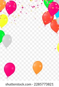 Happy birthday holiday balloons design colorful Party Flags And Ribbons Falling On Background. eps