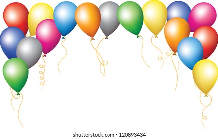 Happy Birthday Holiday Border Of Colorfull Balloons